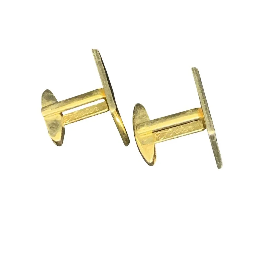 Vintage Foster Gold Tone And Black Enamel Abstract Cufflinks (1787)